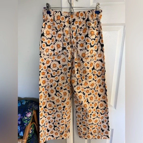 MAEVE The Colette Wide Leg Cropped Pants in Daisy - Picture 4 of 5